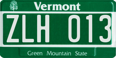 VT license plate ZLH013