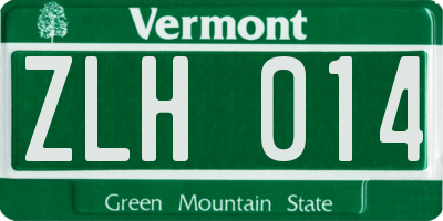 VT license plate ZLH014