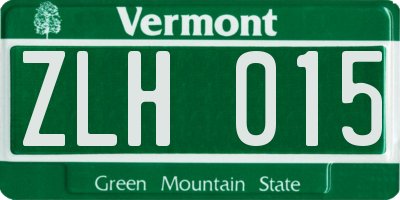 VT license plate ZLH015