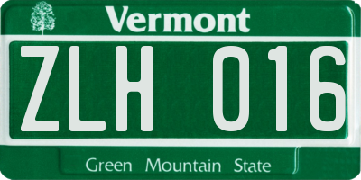 VT license plate ZLH016