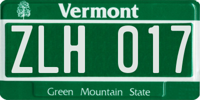 VT license plate ZLH017