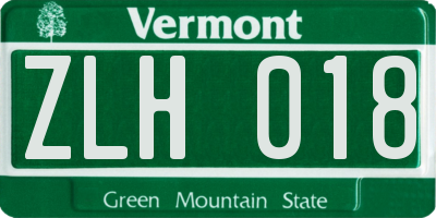 VT license plate ZLH018