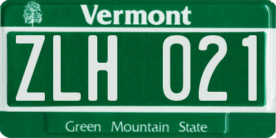 VT license plate ZLH021