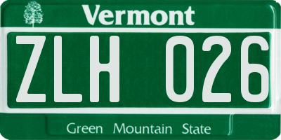 VT license plate ZLH026