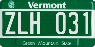 VT license plate ZLH031