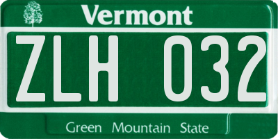 VT license plate ZLH032