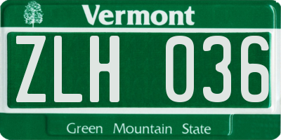 VT license plate ZLH036