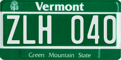 VT license plate ZLH040
