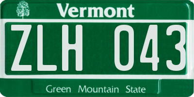 VT license plate ZLH043