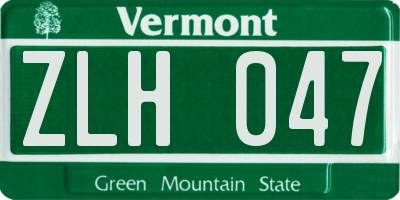 VT license plate ZLH047
