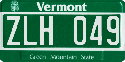 VT license plate ZLH049