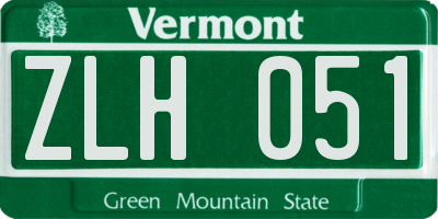 VT license plate ZLH051