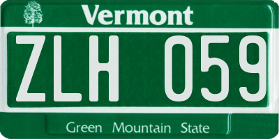 VT license plate ZLH059