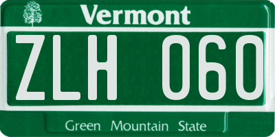 VT license plate ZLH060
