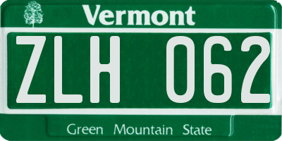 VT license plate ZLH062