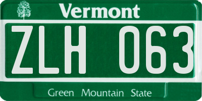 VT license plate ZLH063