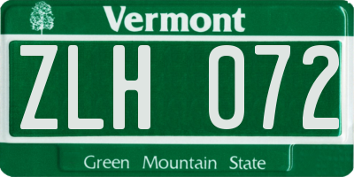 VT license plate ZLH072
