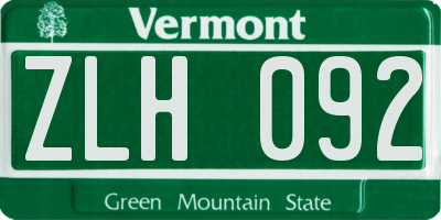 VT license plate ZLH092