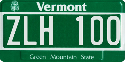 VT license plate ZLH100