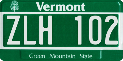 VT license plate ZLH102