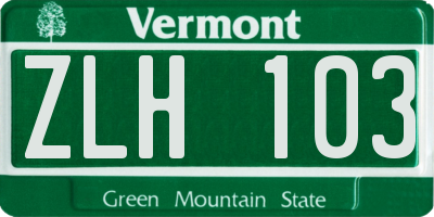 VT license plate ZLH103