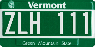 VT license plate ZLH111