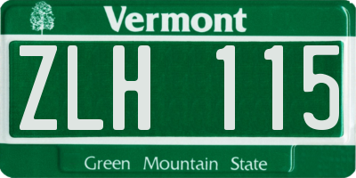 VT license plate ZLH115