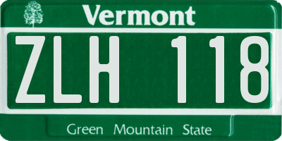 VT license plate ZLH118