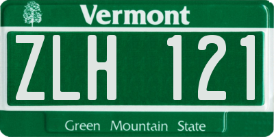VT license plate ZLH121