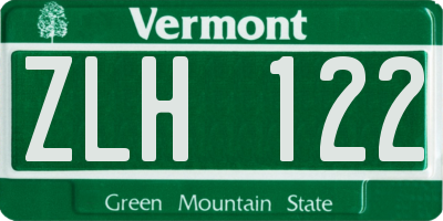 VT license plate ZLH122