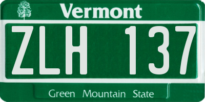 VT license plate ZLH137
