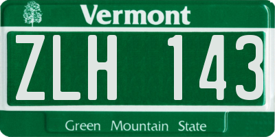 VT license plate ZLH143