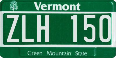 VT license plate ZLH150