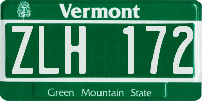 VT license plate ZLH172
