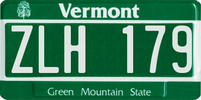 VT license plate ZLH179