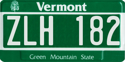 VT license plate ZLH182