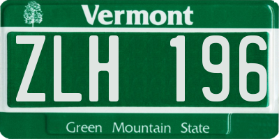 VT license plate ZLH196