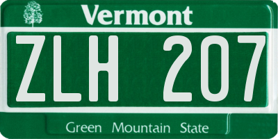 VT license plate ZLH207