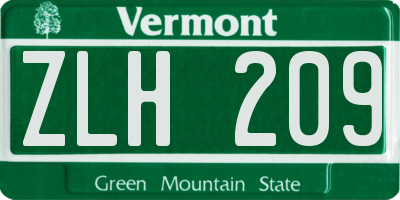 VT license plate ZLH209
