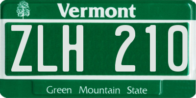 VT license plate ZLH210