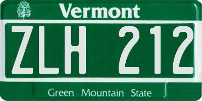VT license plate ZLH212