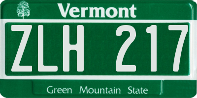 VT license plate ZLH217