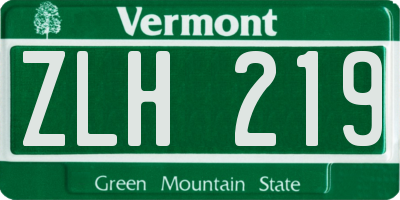 VT license plate ZLH219