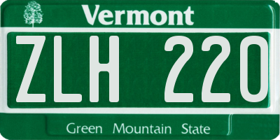 VT license plate ZLH220