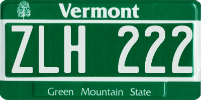 VT license plate ZLH222