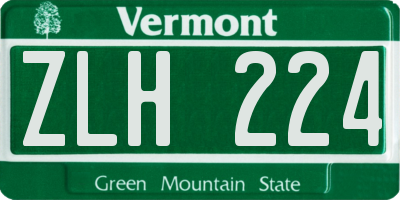 VT license plate ZLH224