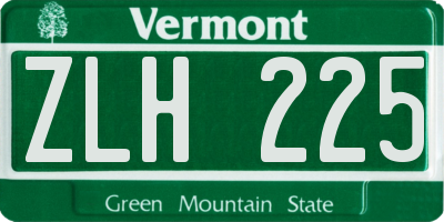 VT license plate ZLH225