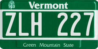VT license plate ZLH227