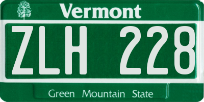 VT license plate ZLH228