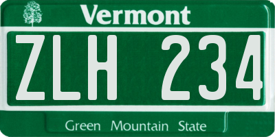 VT license plate ZLH234